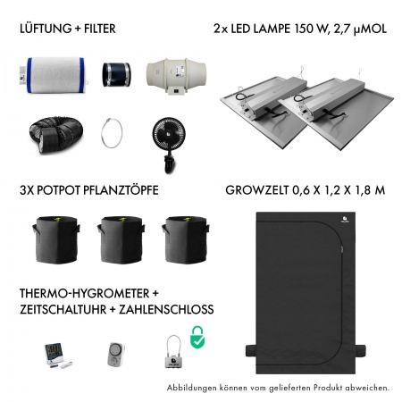Caluma Set Ambient - 3 Plants Plus (60 x 120 cm, 2 x 150 W) Growbox Komplettset