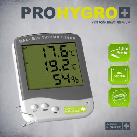 GHP Hygrothermo Premium m. ext. Messfühler, großes Display