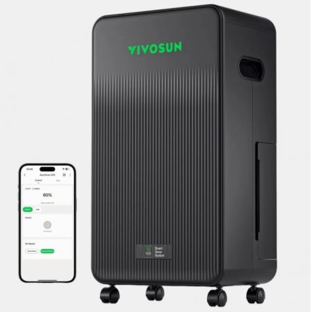 VIVOSUN  AeroDrain D12 Smarter Luftentfeuchter für die Growbox, bis zu 12 L/Tag, 2L Wassertank, mit Temperatur- und Luftfeuchtigkeitssensor