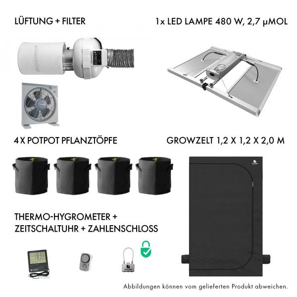 Caluma Set Ambient - 3 Plants Premium (60 x 120 cm, 2 x 75 W) Growbox Komplettset