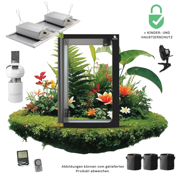 Caluma Set Ambient - 3 Plants Plus Premium  (60 x 120 cm, 2 x 150 W) Growbox Komplettset